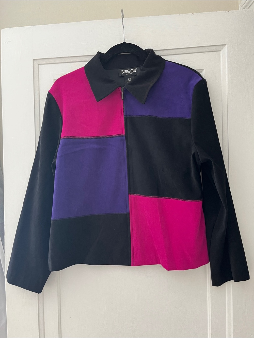 Briggs New York Black, Purple & Magenta Colorblock Zip Jacket